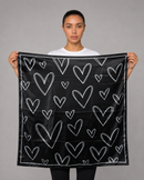 Black Heart Satin Head Scarf