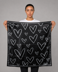 Black Heart Satin Head Scarf