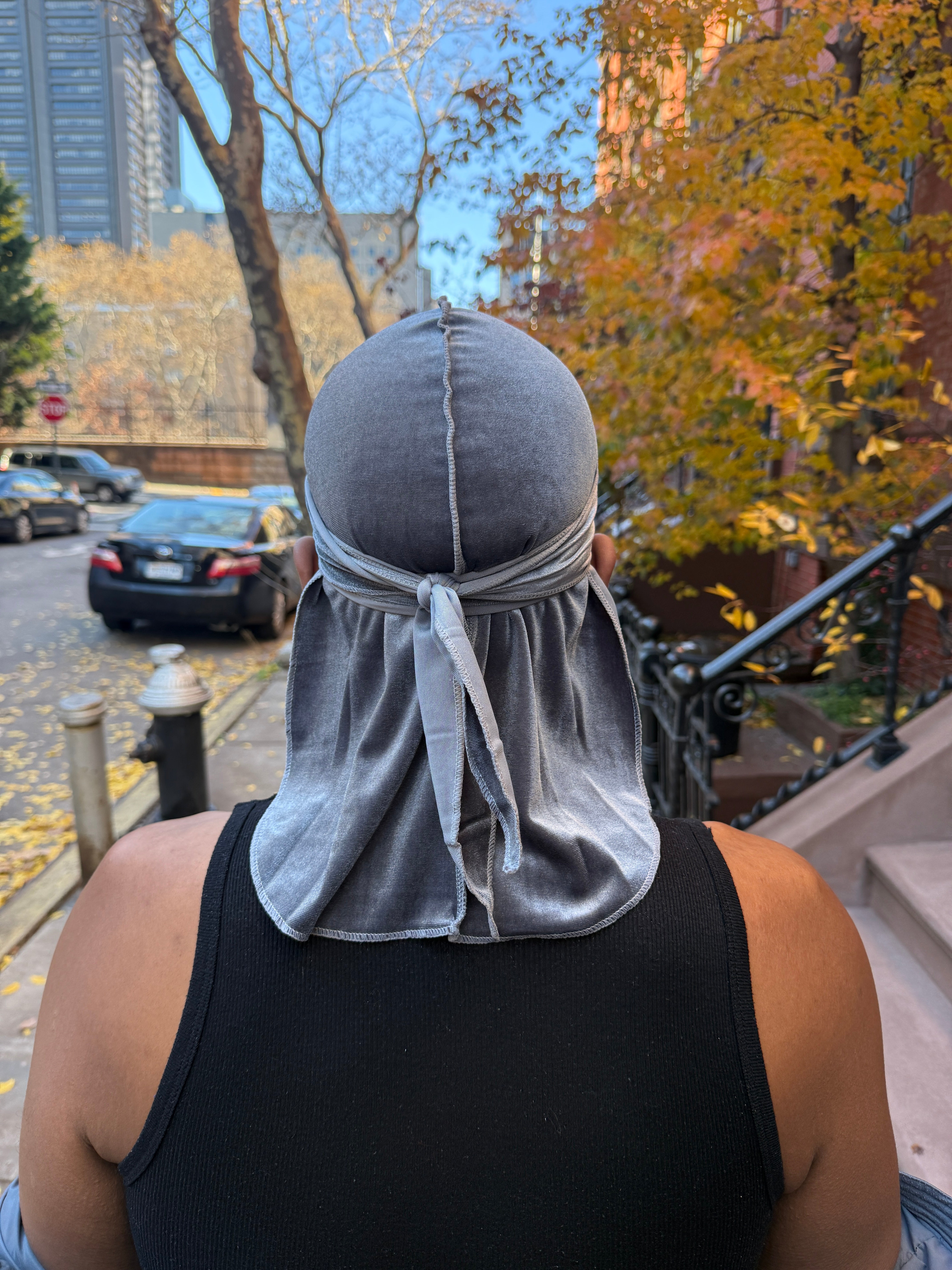 Dark Grey Velvet Durag