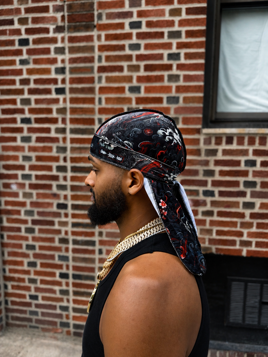 Black & Red Cherry Blossom Velvet Durag