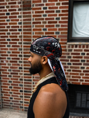Black & Red Cherry Blossom Velvet Durag