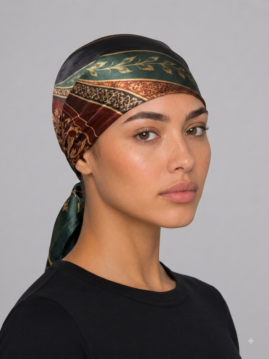 Midnight Garden Satin Head Scarf