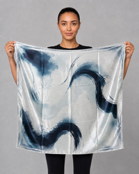 Blue Ink Satin Head Scarf