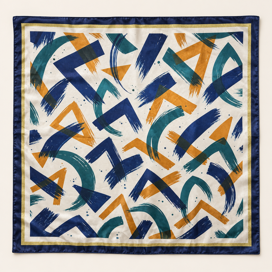 Abstract Brushstroke Satin Head Scarf