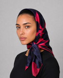 Pink Floral Satin Head Scarf