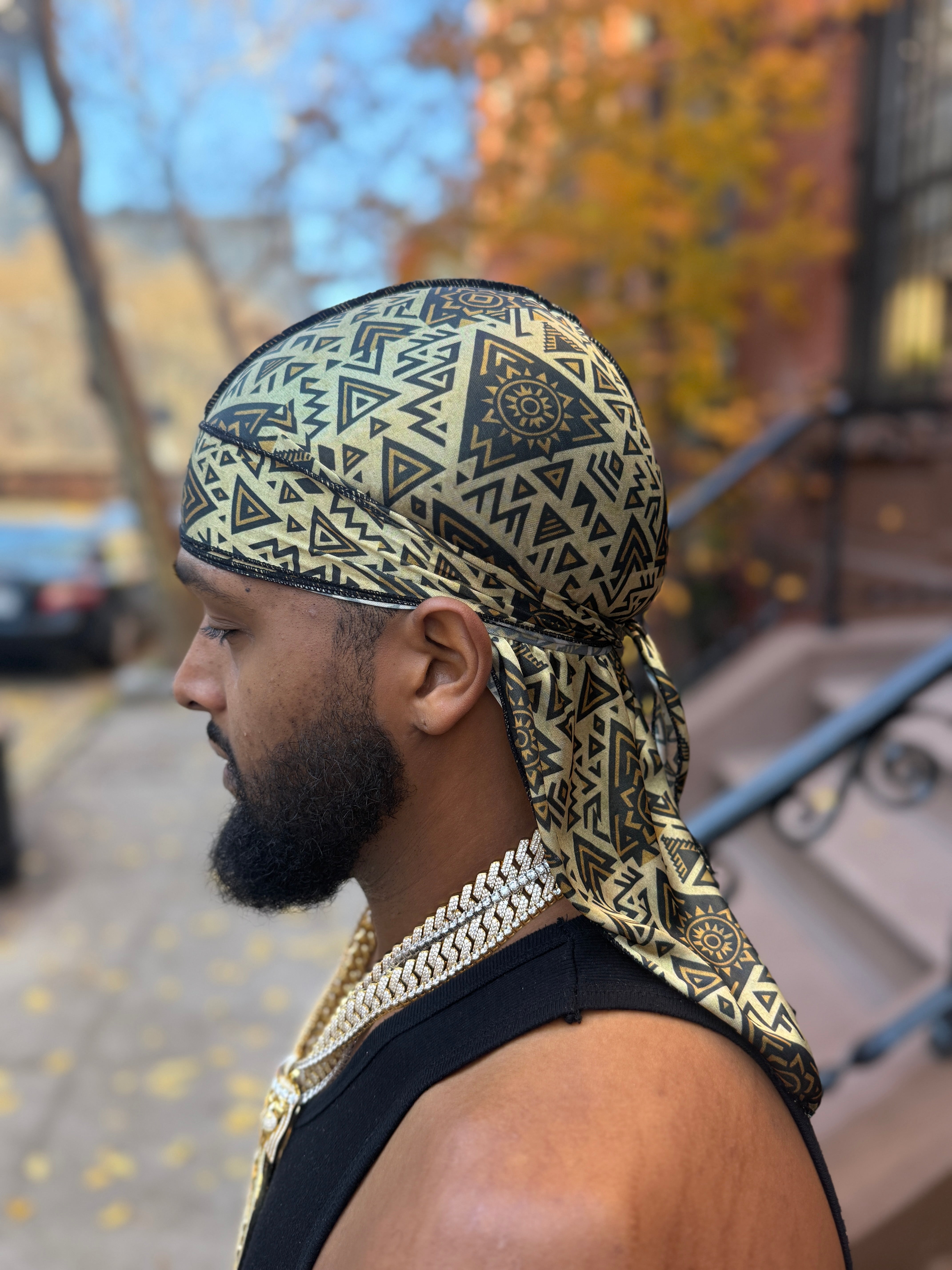 Tribal Gold Silk Durag