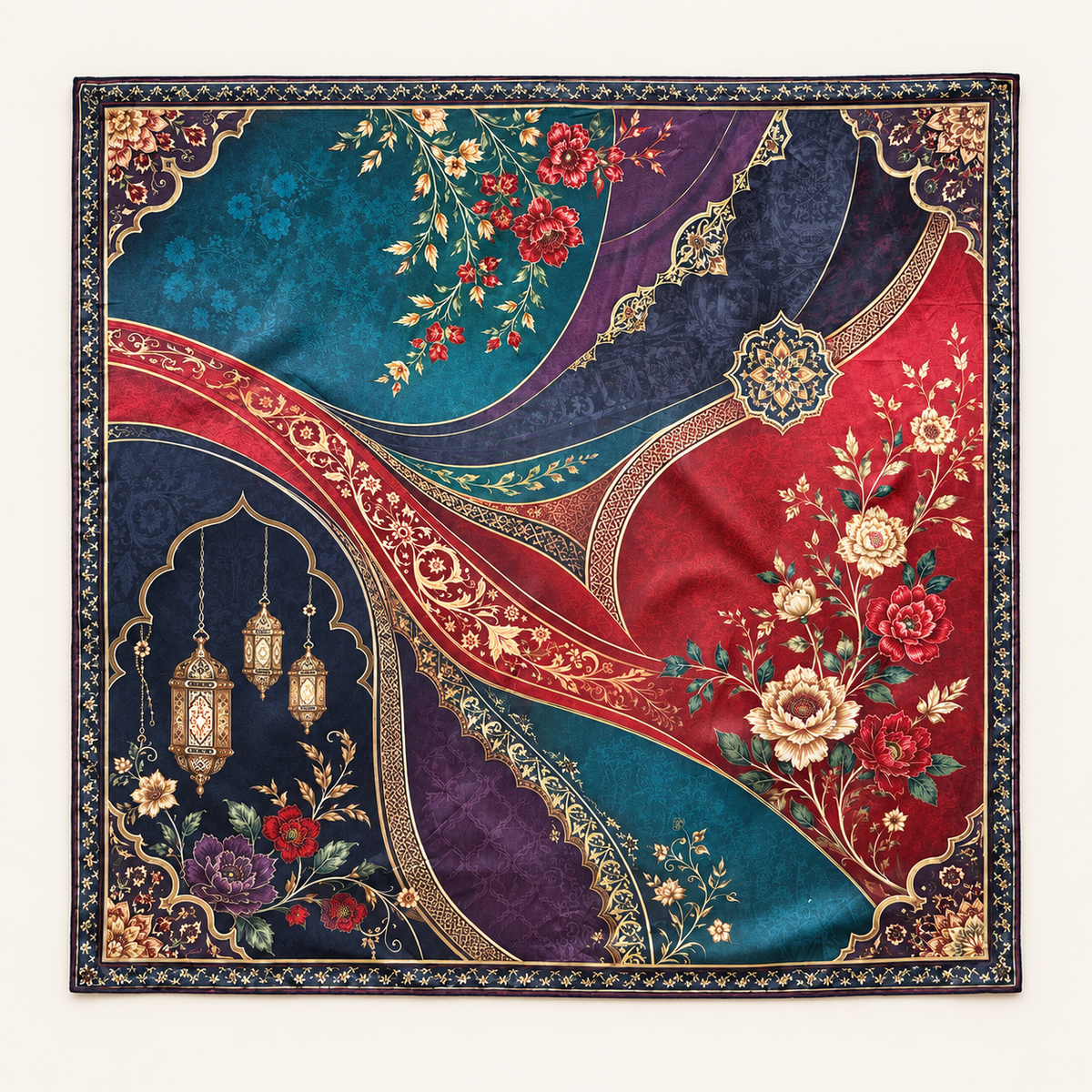 Midnight Garden Satin Head Scarf