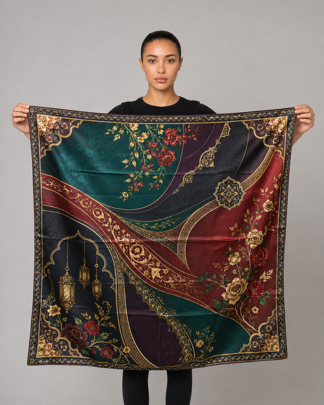 Midnight Garden Satin Head Scarf