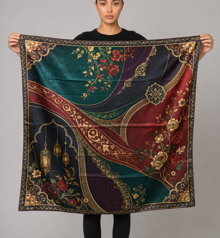 Midnight Garden Satin Head Scarf