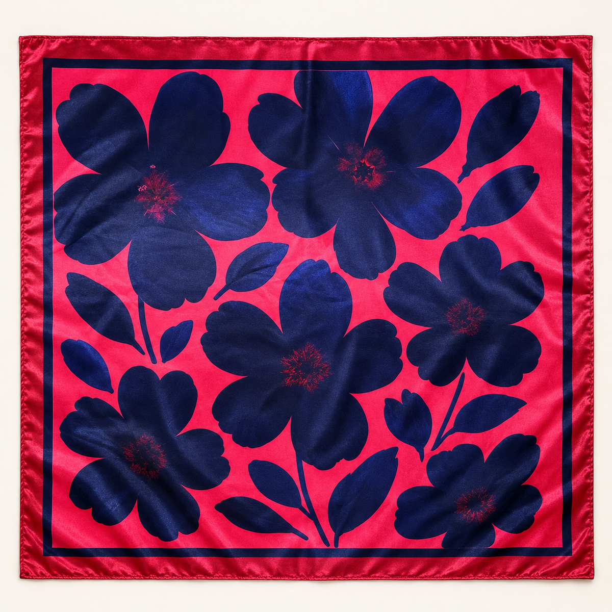 Pink Floral Satin Head Scarf
