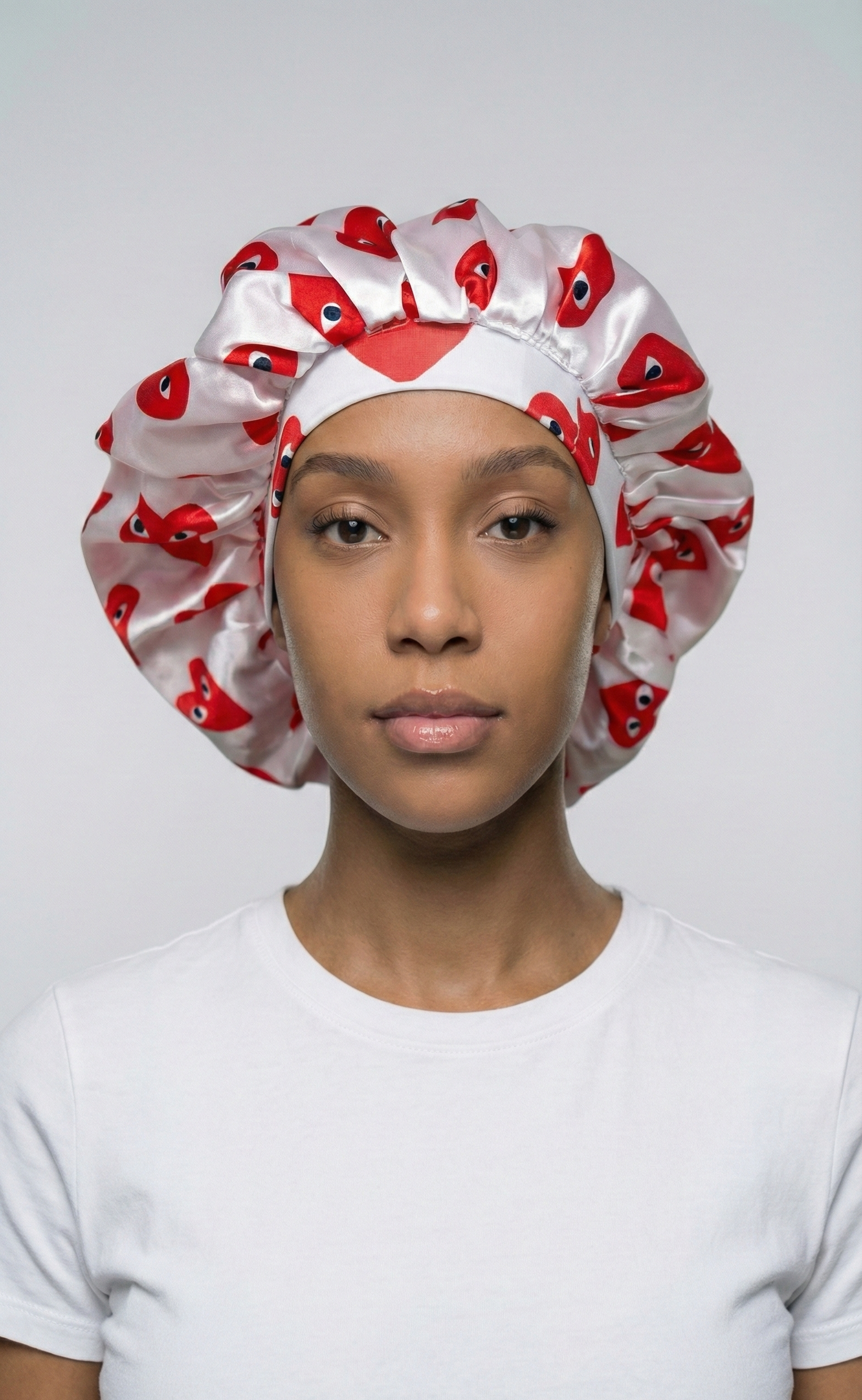 White CDG Luxurious Silk Bonnet