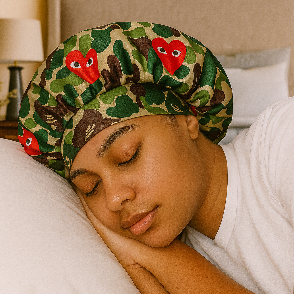 CDG Camo Designer Silk Bonnet