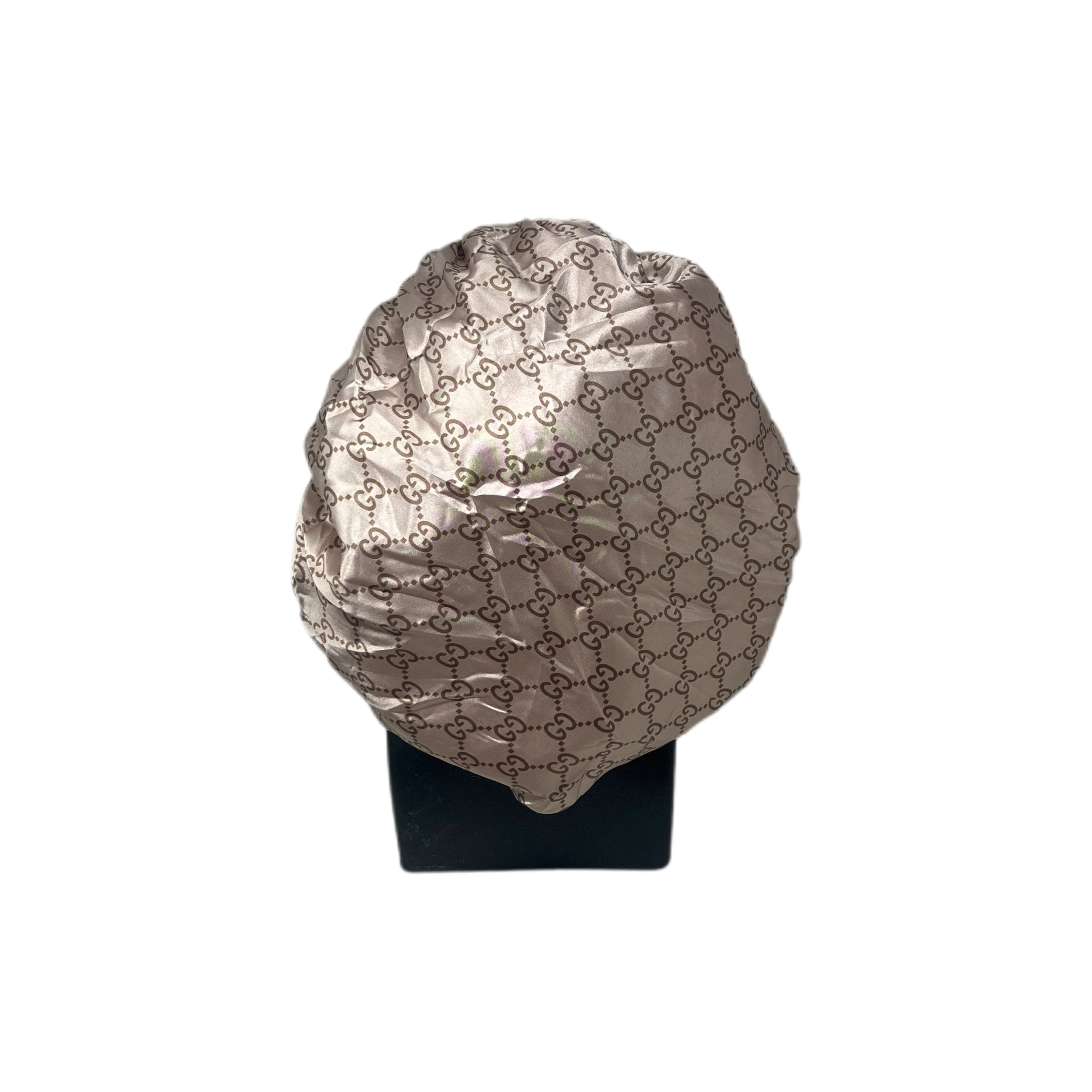 Beige GG Designer Silk Bonnet
