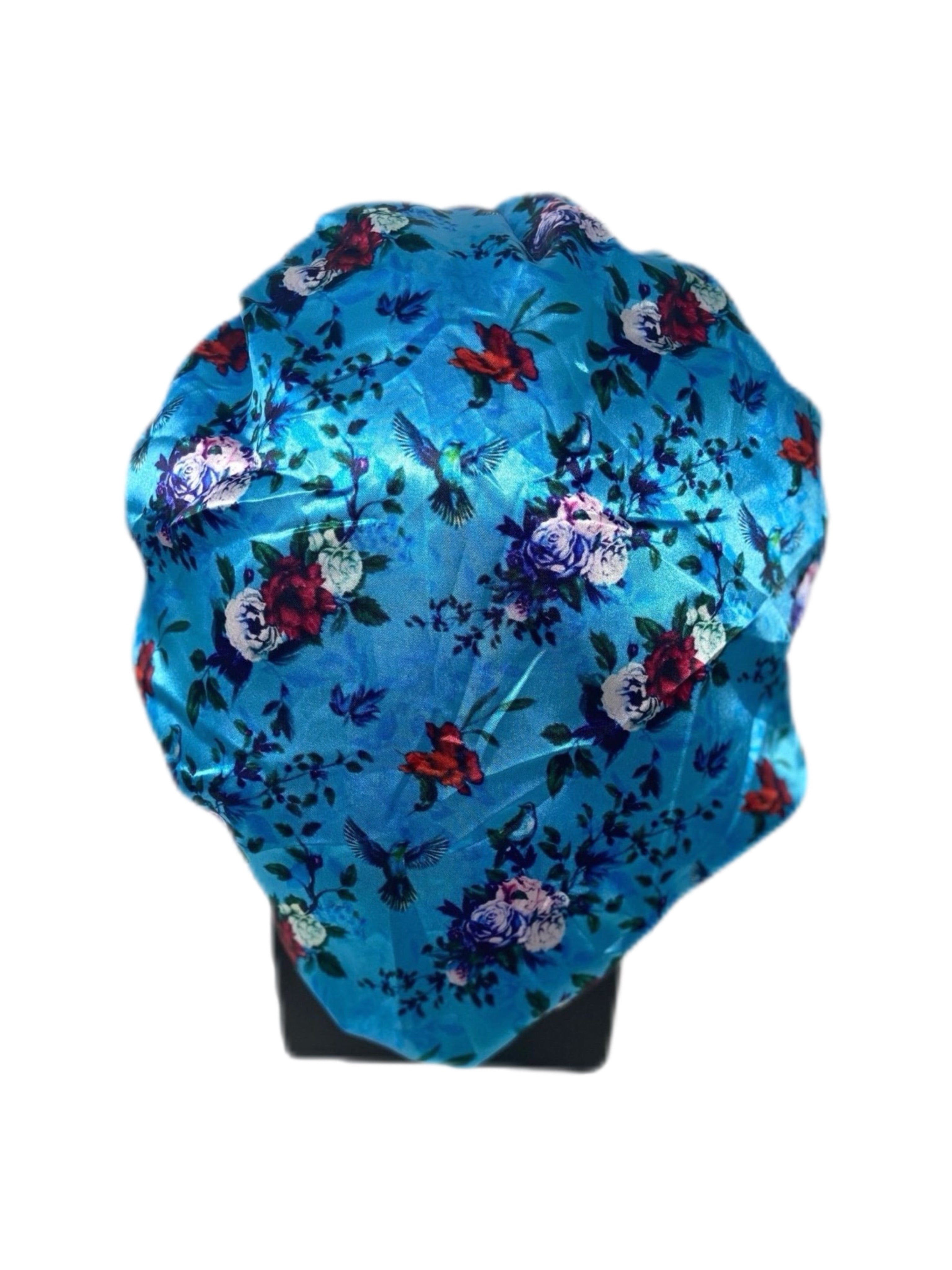 Light Blue Floral Silk Bonnet