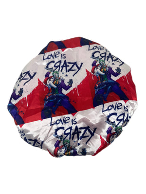 “Love is Crazy” Joker/Harley Quinn Satin Bonnet - Double R Rags