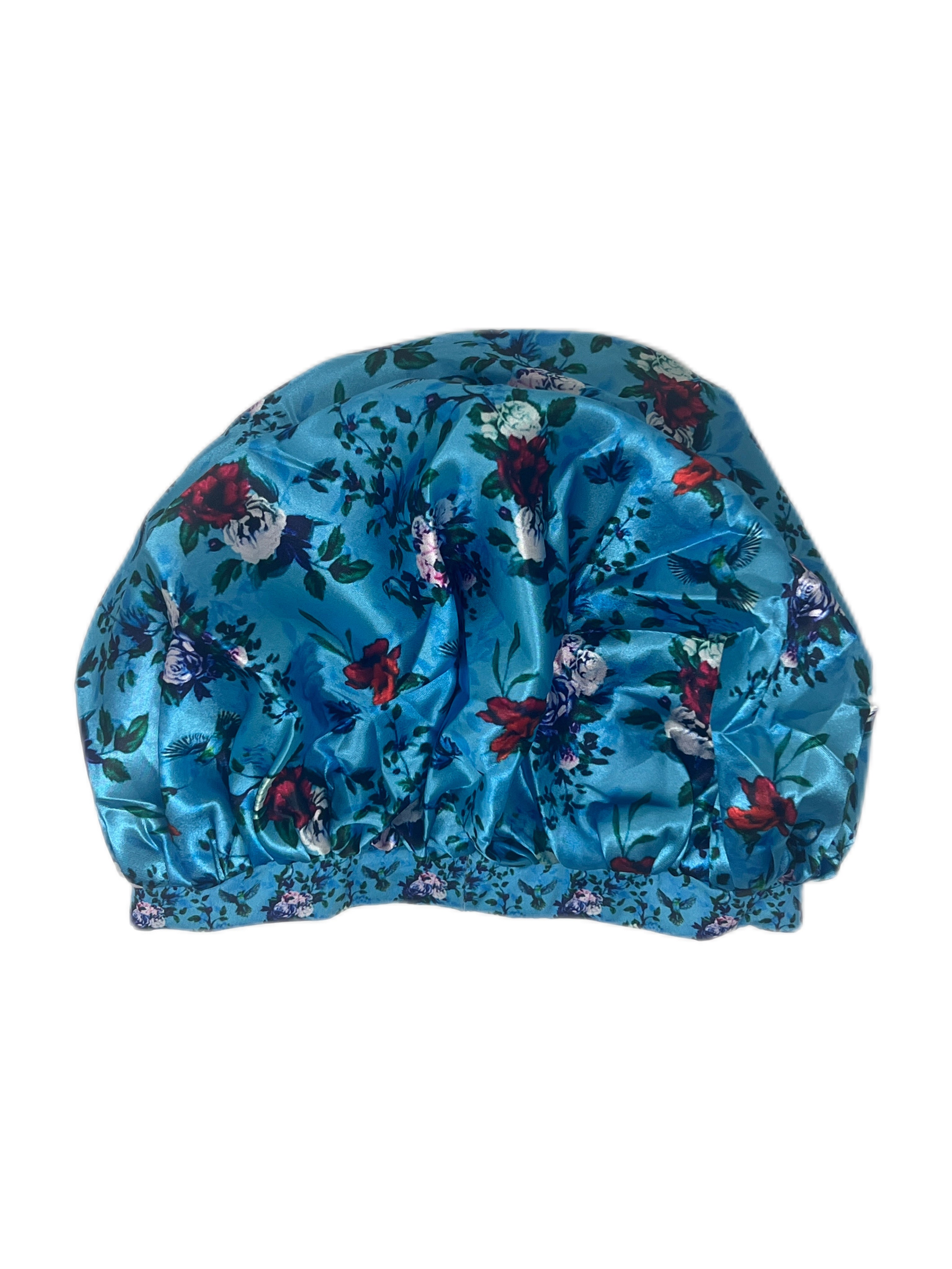 Light Blue Floral Satin Bonnet - Double R Rags