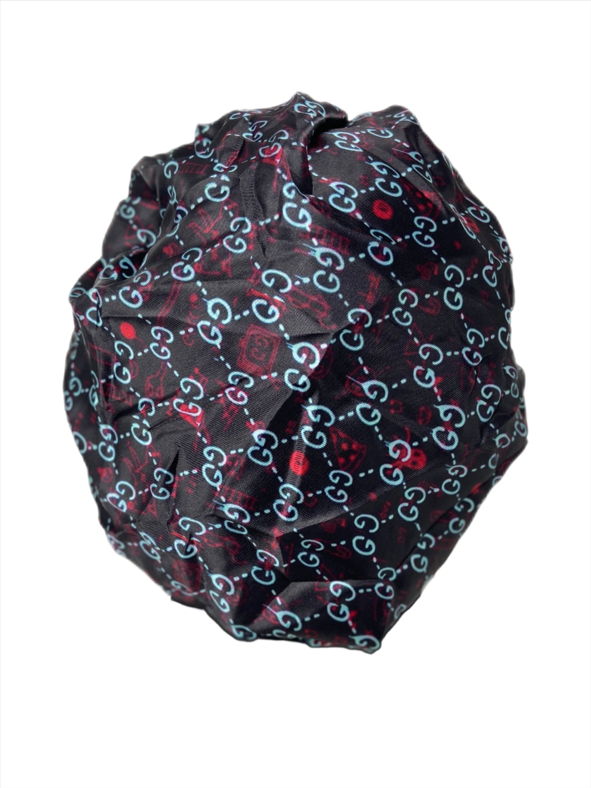 Black GG Designer Satin Bonnet - Double R Rags