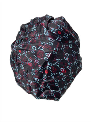 Black GG Designer Satin Bonnet - Double R Rags