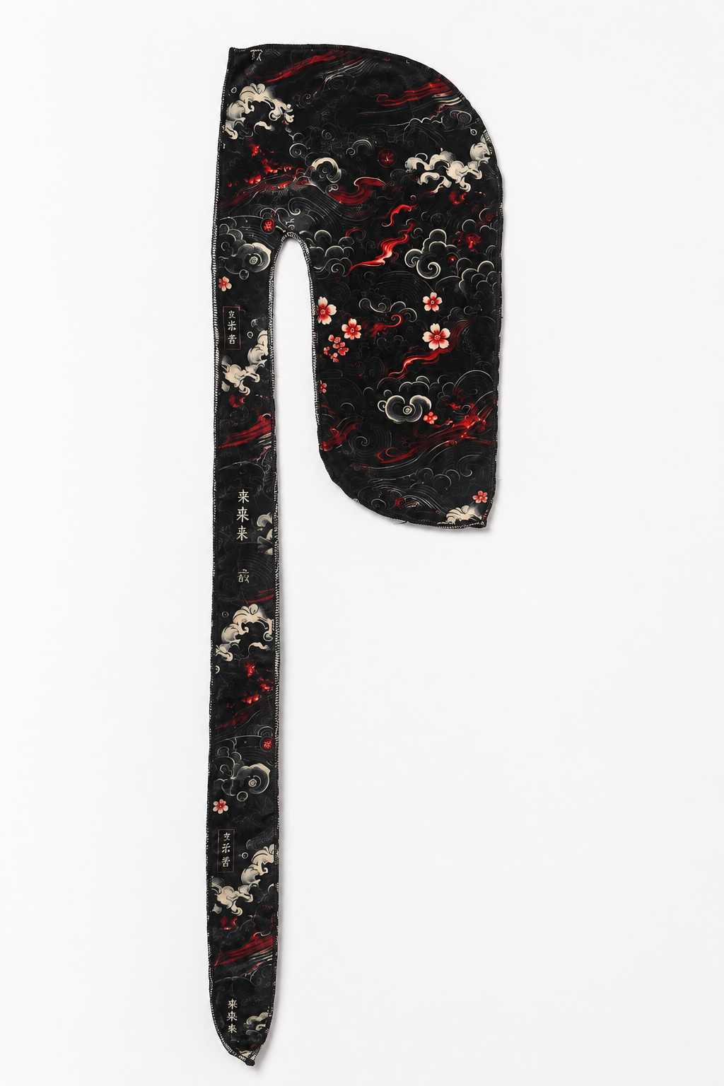 Black & Red Cherry Blossom Velvet Durag