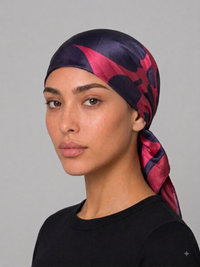 Pink Floral Satin Head Scarf