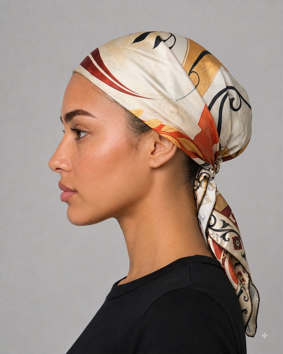 Ornate Mosaic Satin Head Scarf