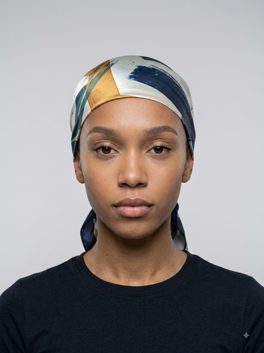 Abstract Brushstroke Satin Head Scarf