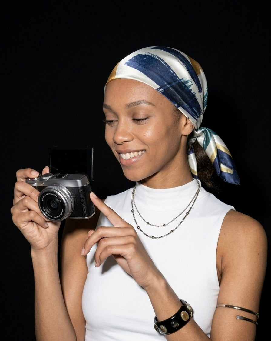 Abstract Brushstroke Satin Head Scarf