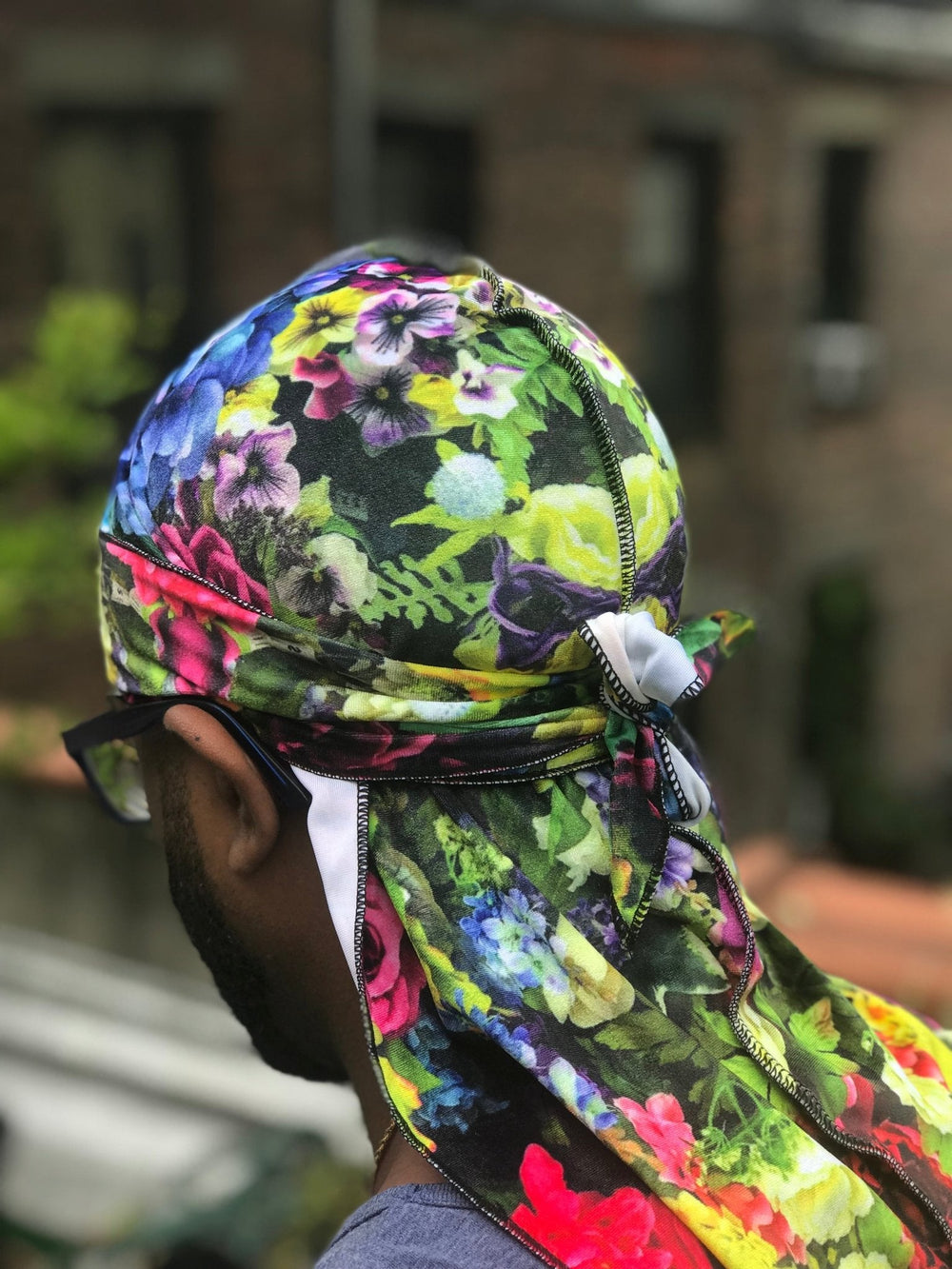 Black Double R Floral Velvet Durag