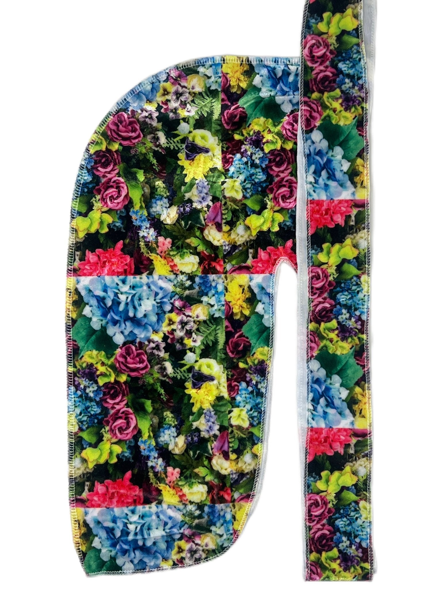 Black Double R Floral Velvet Durag