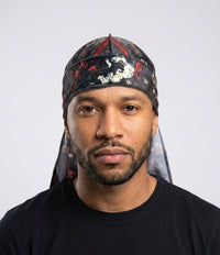 Black & Red Cherry Blossom Velvet Durag - Double R Rags
