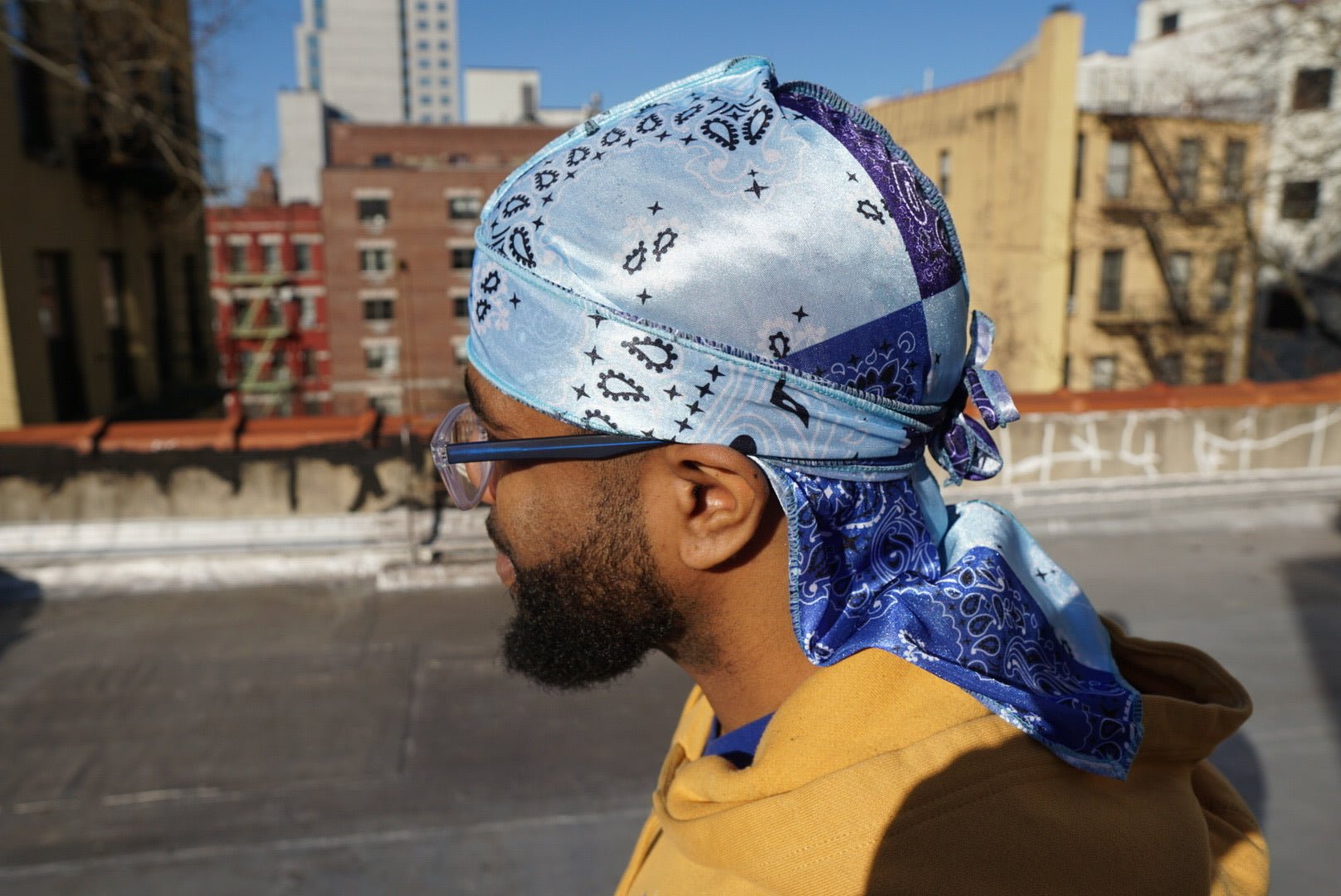 Blue Paisley Designer Silk Durag - Double R Rags