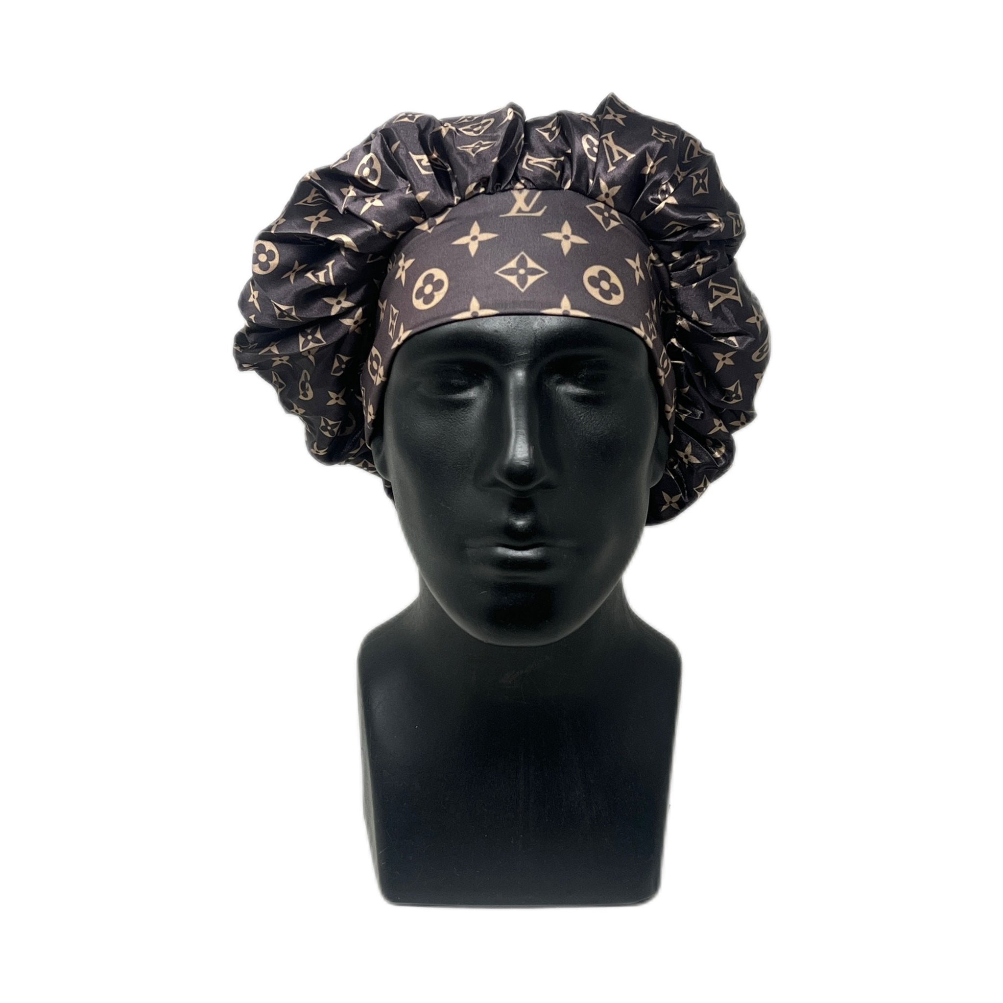 Brown LV Designer Silk Bonnet