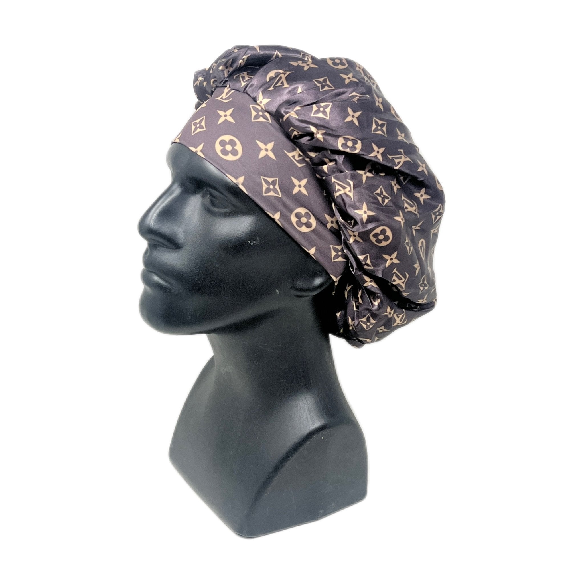 Brown LV Designer Silk Bonnet