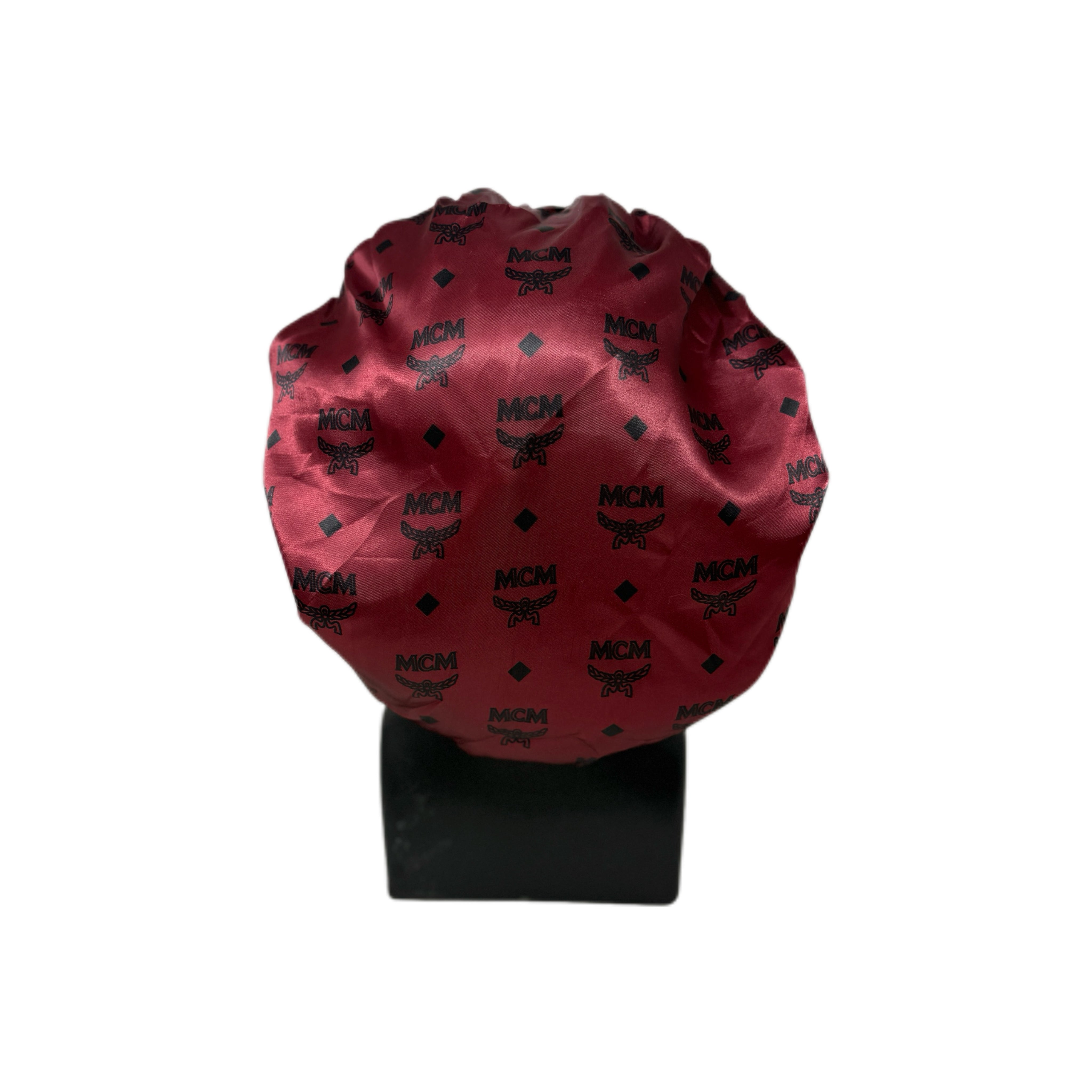 Burgundy MCM Silk Bonnet