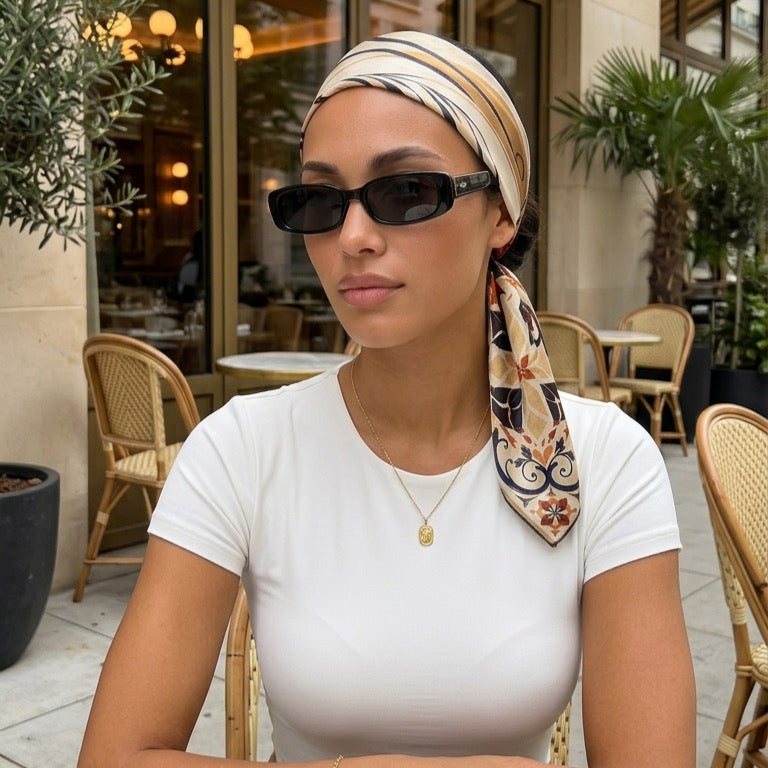 Ornate Mosaic Satin Head Scarf