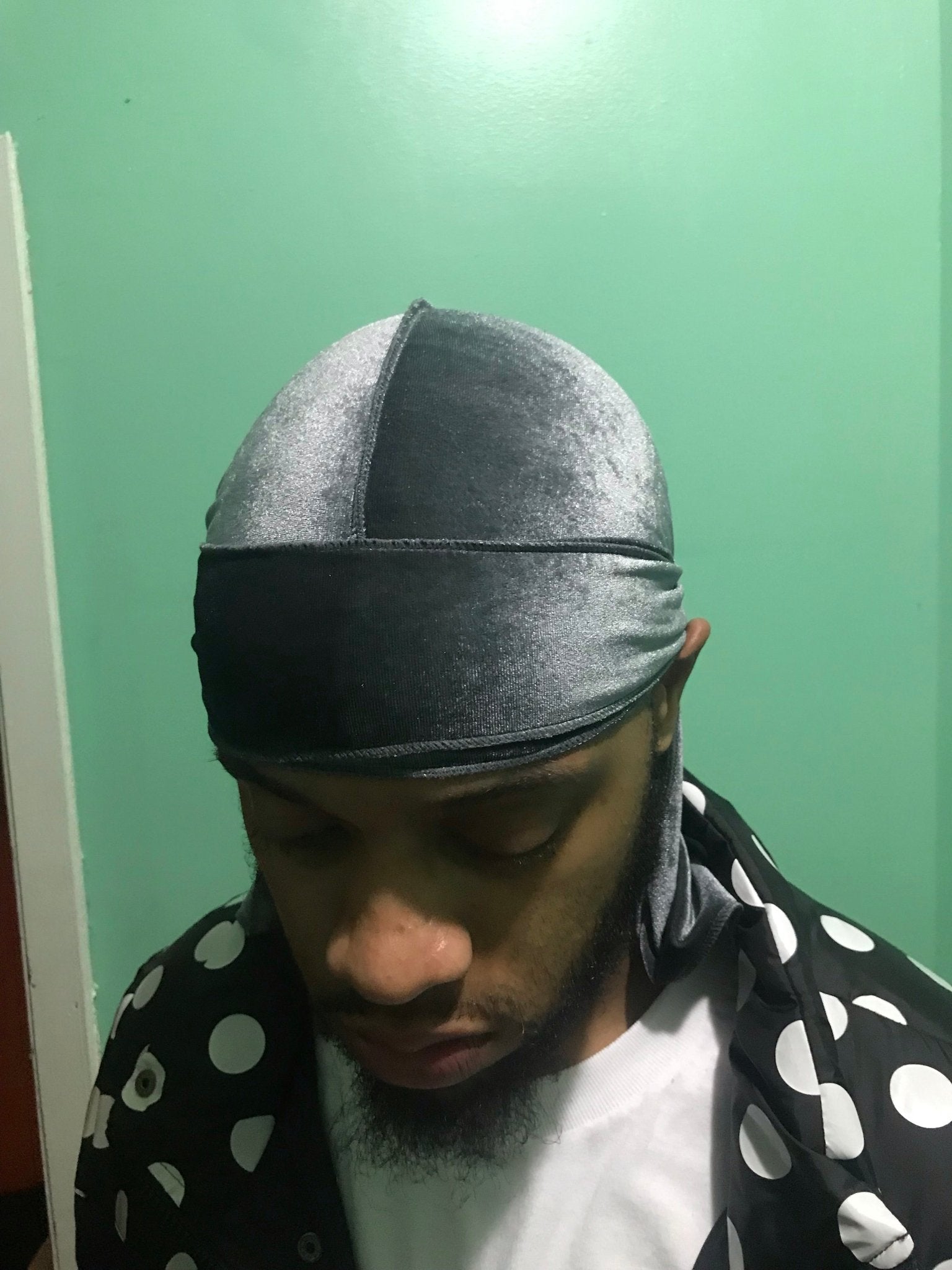 Dark Grey Velvet Durag - Double R Rags