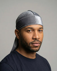 Dark Grey Velvet Durag - Double R Rags