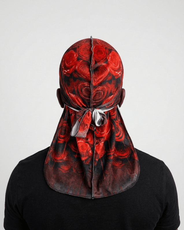 Dark Red Rose Velvet Durag