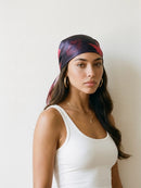 Pink Floral Satin Head Scarf
