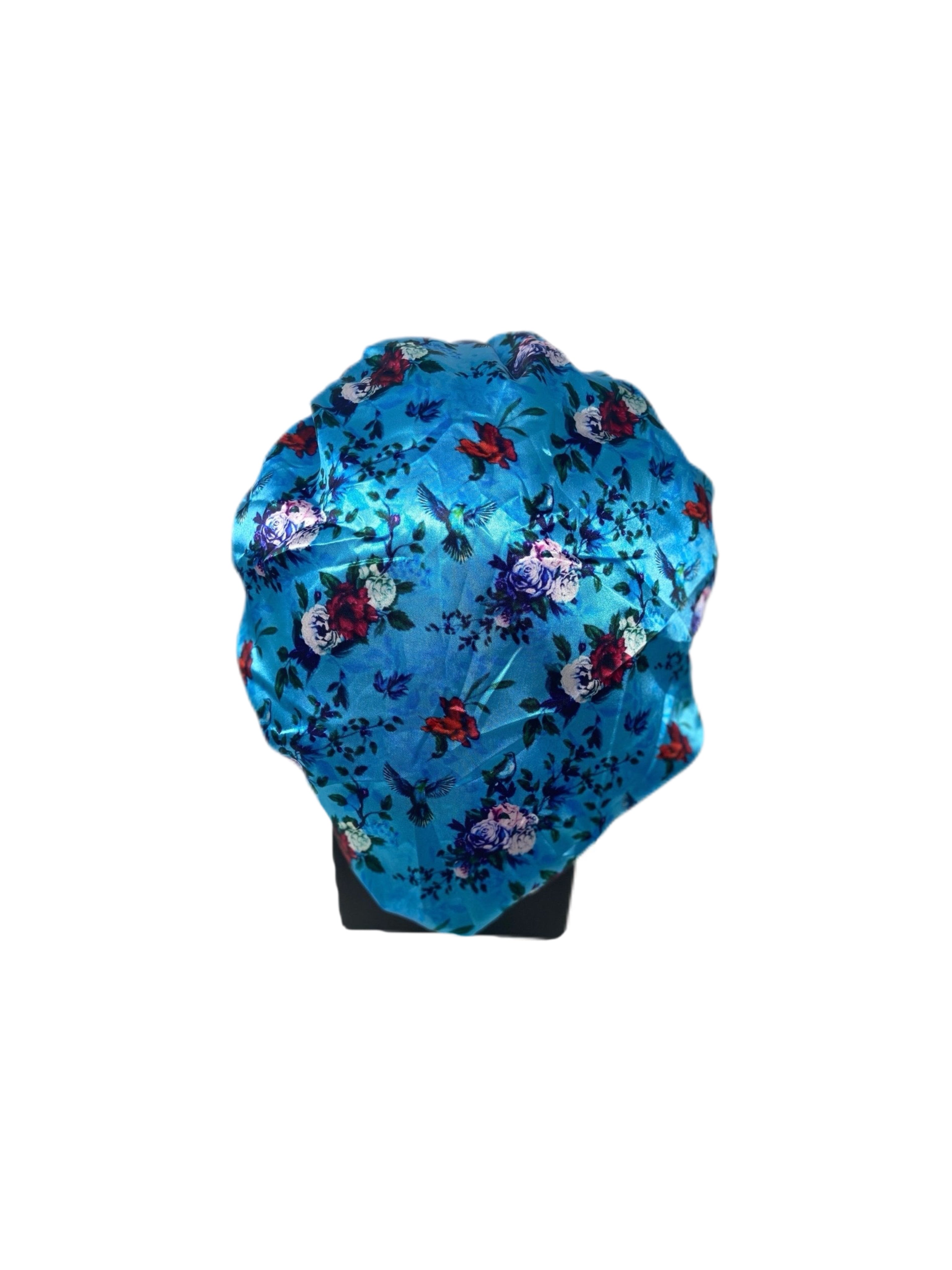 Light Blue Floral Silk Bonnet
