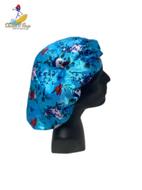 Light Blue Floral Silk Bonnet - Double R Rags