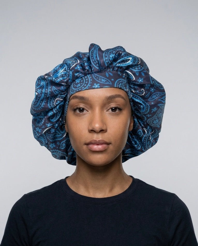 Midnight Blue Paisley Bonnet - Double R Rags