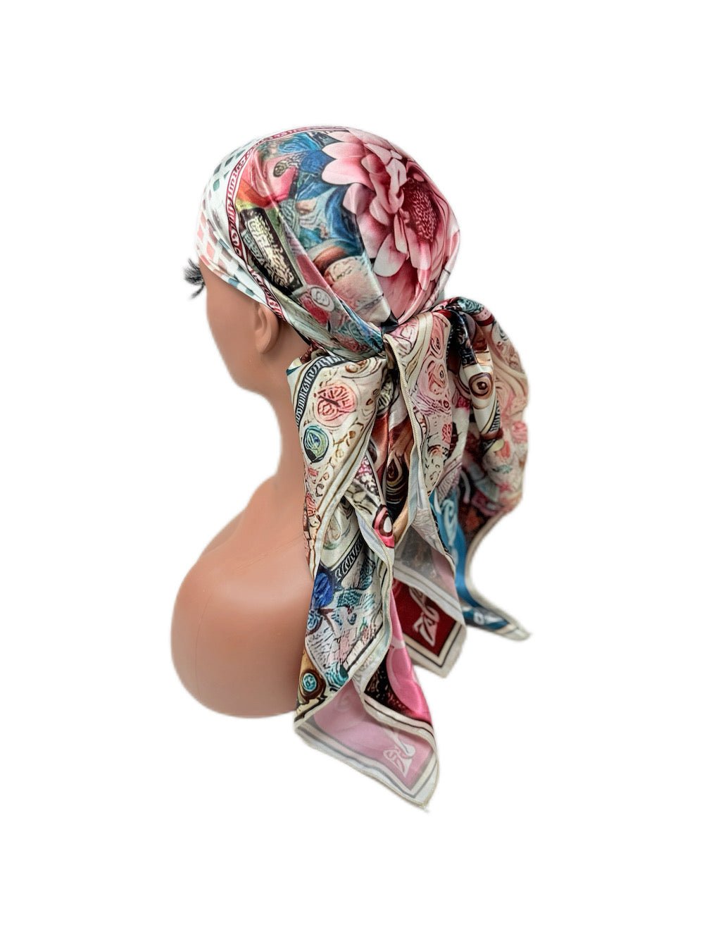 Multicolor Floral Pattern Satin Hair Scarf