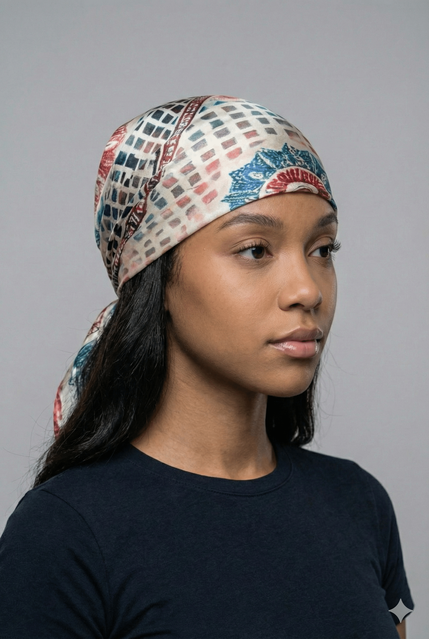 Multicolor Floral Pattern Satin Hair Scarf