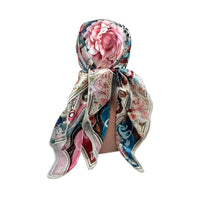 Multicolor Floral Pattern Satin Hair Scarf - Double R Rags