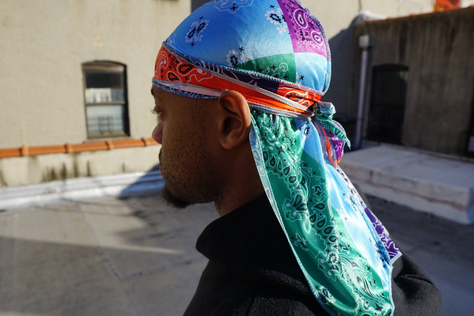 Orange Multi - Color Paisley Designer Silk Durag - Double R Rags