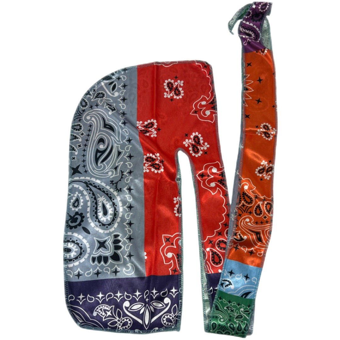 Orange Multi - Color Paisley Designer Silk Durag - Double R Rags