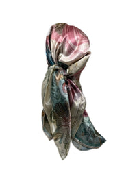 Pastel Flower Satin Hair Wrap Scarf for Women - Double R Rags