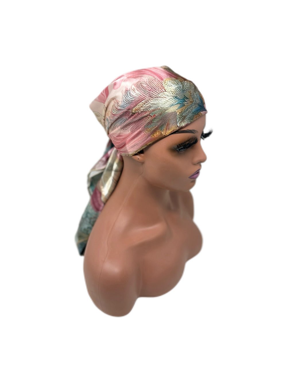 Pastel Flower Satin Hair Wrap Scarf for Women