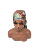 Pastel Flower Satin Hair Wrap Scarf for Women - Double R Rags